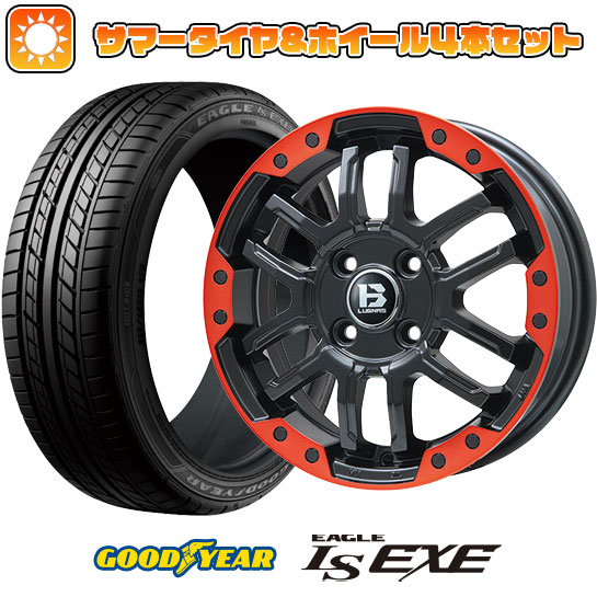 205/50R17 夏タイヤ ホイール4本セット GOODYEAR EAGLE LS EXE(限定) (4/100車用) BIGWAY B LUGNAS FRD(マットブラック/レッドリム) 17インチ :arktire 25201 137813 31689 31689:アークタイヤ