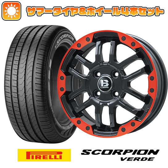 215/70R16 夏タイヤ ホイール4本セット PIRELLI スコーピオン ヴェルデ (5/114車用) BIGWAY B LUGNAS FRD(マットブラック/レッドリム) 16インチ :arktire 1581 137788 15757 15757:アークタイヤ