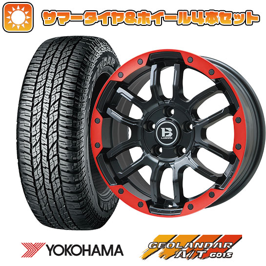 225/60R17 夏タイヤ ホイール4本セット YOKOHAMA ジオランダー A/T G015 OWL/RBL (5/114車用) BIGWAY B LUGNAS FRD(マットブラック/レッドリム) 17インチ :arktire 1845 137818 34892 34892:アークタイヤ