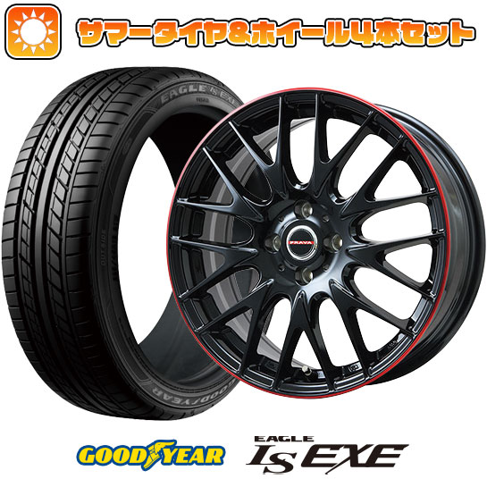 205/50R17 夏タイヤ ホイール4本セット GOODYEAR EAGLE LS EXE(限定) (5/114車用) BIGWAY LEYSEEN プラバ9M(グロスブラック/レッドリム) 17インチ :arktire 1672 114831 31689 31689:アークタイヤ