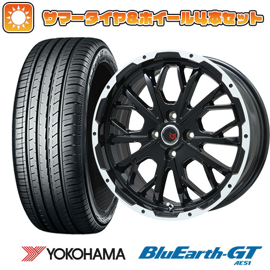 195/50R16 夏タイヤ ホイール4本セット YOKOHAMA ブルーアース GT AE51 (4/100車用) LEHRMEISTER LMG ヴァスティア(グロスブラック/ホワイトリム) 16インチ :arktire 1502 119052 28561 28561:アークタイヤ