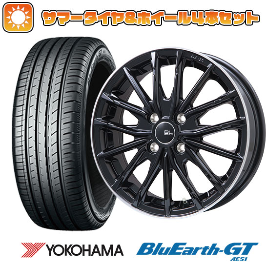 175/65R15 夏タイヤ ホイール4本セット YOKOHAMA ブルーアース GT AE51 (4/100車用) BRANDLE-LINE DF-10M グロスブラック/リムポリッシュ 15インチ｜ark-tire