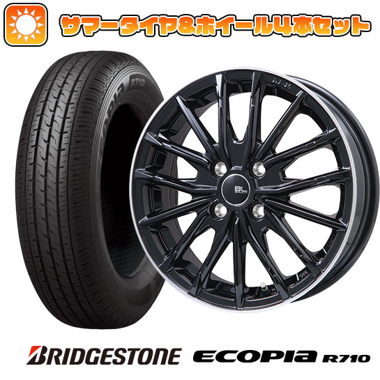 145/80R12 夏タイヤ ホイール4本セット BRIDGESTONE エコピア R710 80/78N(限定) (軽自動車用) BRANDLE LINE DF 10M グロスブラック/リムポリッシュ 12インチ :arktire 21681 144594 27205 27205:アークタイヤ