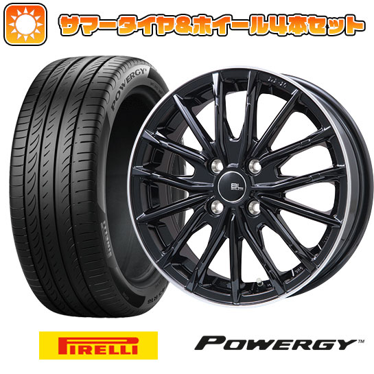 195/55R16 夏タイヤ ホイール4本セット PIRELLI パワジー (4/100車用) BRANDLE LINE DF 10M グロスブラック/リムポリッシュ 16インチ :arktire 190 144612 36996 36996:アークタイヤ