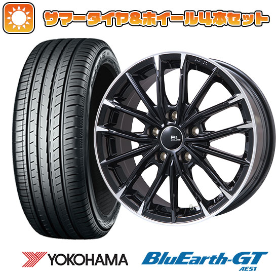 215/45R18 夏タイヤ ホイール4本セット ヨコハマ ブルーアース GT AE51 (5/114車用) BRANDLE-LINE DF-10M グロスブラック/カットスポーク 18インチ｜ark-tire