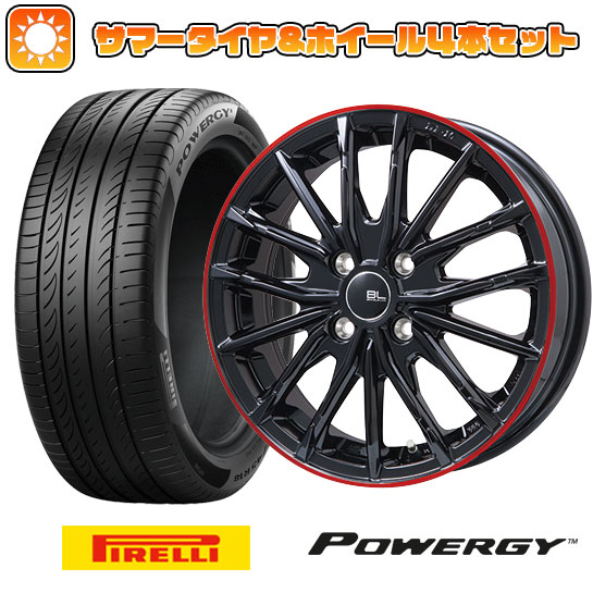 165/55R15 夏タイヤ ホイール4本セット PIRELLI パワジー (軽自動車用) BRANDLE-LINE DF-10M グロスブラック/レッドリム 15インチ