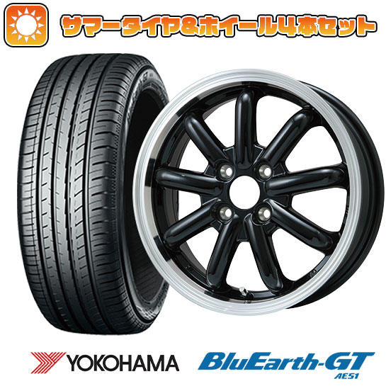 155/65R14 夏タイヤ ホイール4本セット YOKOHAMA ブルーアース GT AE51 (軽自動車用) BRANDLE LINE ストレンジャーKST 9改 ブラック/リムポリッシュ 14インチ :arktire 21721 146257 28581 28581:アークタイヤ