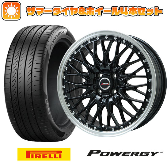 205/50R17 夏タイヤ ホイール4本セット PIRELLI パワジー (4/100車用) PREMIX MER PROMESH グロスブラック/リムポリッシュ 17インチ :arktire 25201 137747 38262 38262:アークタイヤ