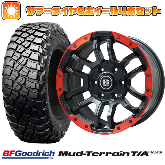 285/70R17 夏タイヤ ホイール4本セット BFグッドリッチ マッドテレーンT/A KM3 (6/139車用) BIGWAY B LUGNAS FRD(マットブラック/レッドリム) 17インチ :arktire 11822 137808 26508 26508:アークタイヤ