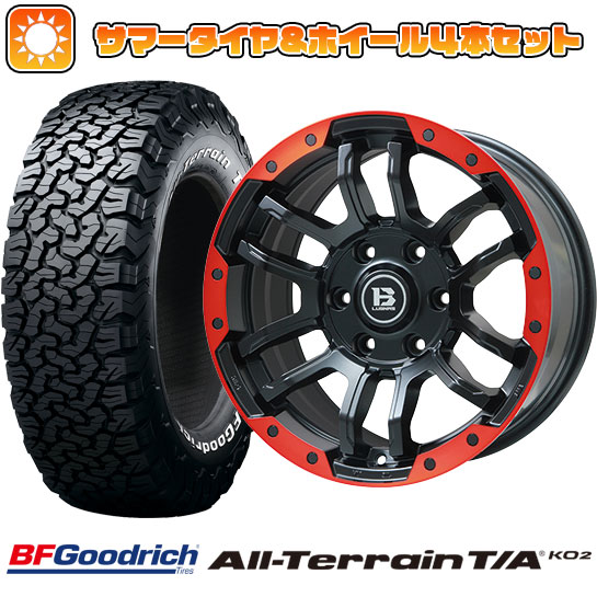 265/70R17 夏タイヤ ホイール4本セット BFグッドリッチ オールテレーンT/A KO2 RWL/RBL (6/139車用) BIGWAY B LUGNAS FRD(マットブラック/レッドリム) 17インチ :arktire 11822 137808 21283 21283:アークタイヤ