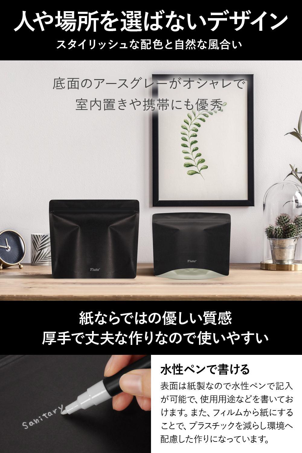 返品不可】【返品不可】Fluto 強力防臭袋 チャック付き サニタリーボックス 使い捨て 消臭袋 ゴミ袋 エチケット袋 生理用品 生ゴミ オムツ  ペット 犬 猫 Mサイズ ブラック 30枚入×2 サニタリーボックス