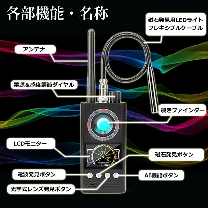 盗聴器・盗撮カメラ・GPS発信機 GPSロガー 磁石 光学式レンズ 発見器 防止 グッズ 電波探知機 デジタル盗聴器 RFバグディテクター  ARK-PR-T9000 : ark0036350 : アーカムYahoo!店 - 通販 - Yahoo!ショッピング