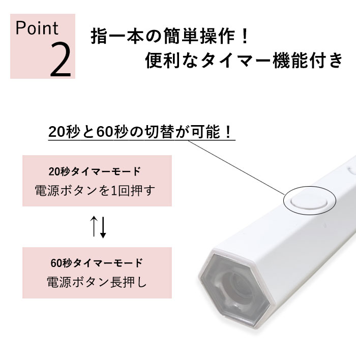 ペン型 ネイルライト 3w コネクトジェル LED / UV 六角形 ペン型ライト ペンタイプ （3ヶ月保証）スリム ミニ コンパクト ハンディーライト｜arknail1｜04