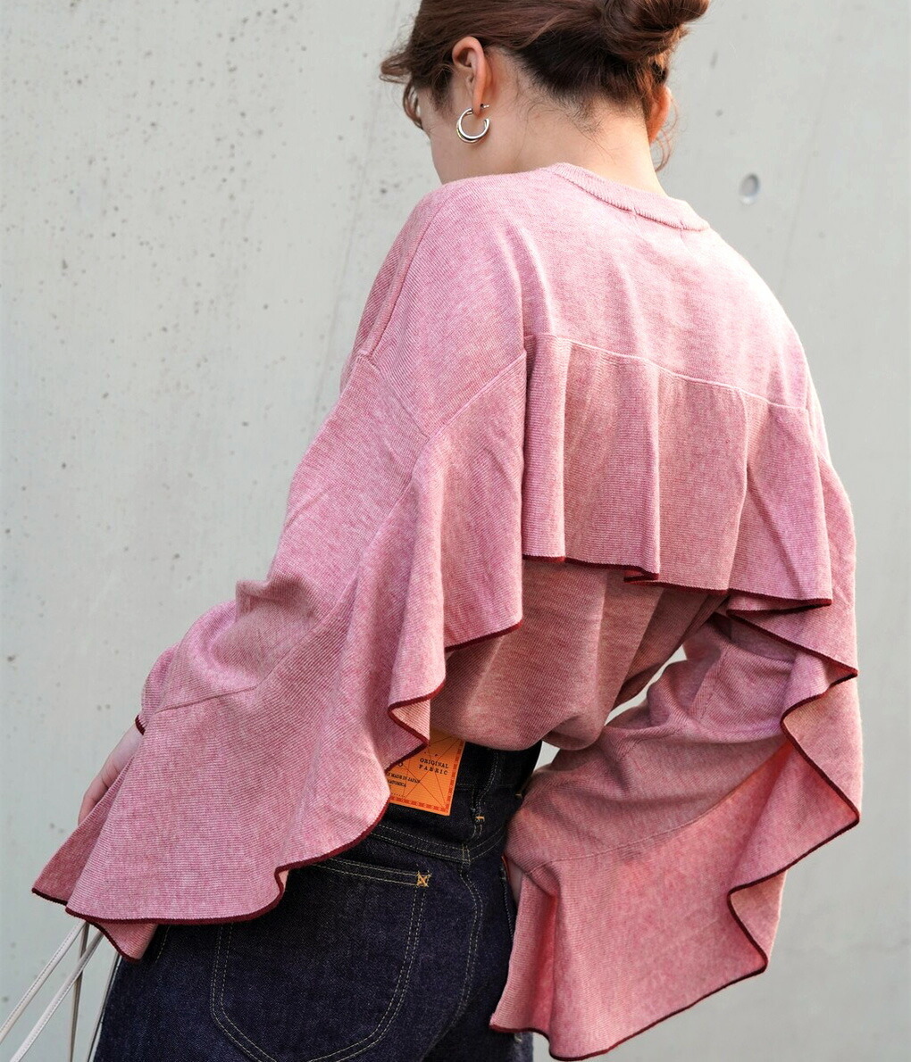 CLANE / クラネ ： 【レディース】BACK FRILL LINE KNIT / 全2色