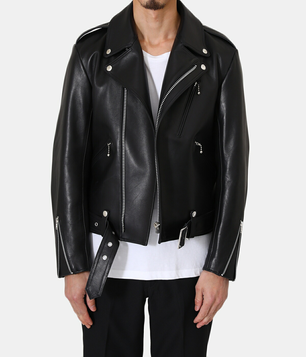 Scye / サイ ベーシックス ： Lamb Skin Leather Belted Biker Jacket