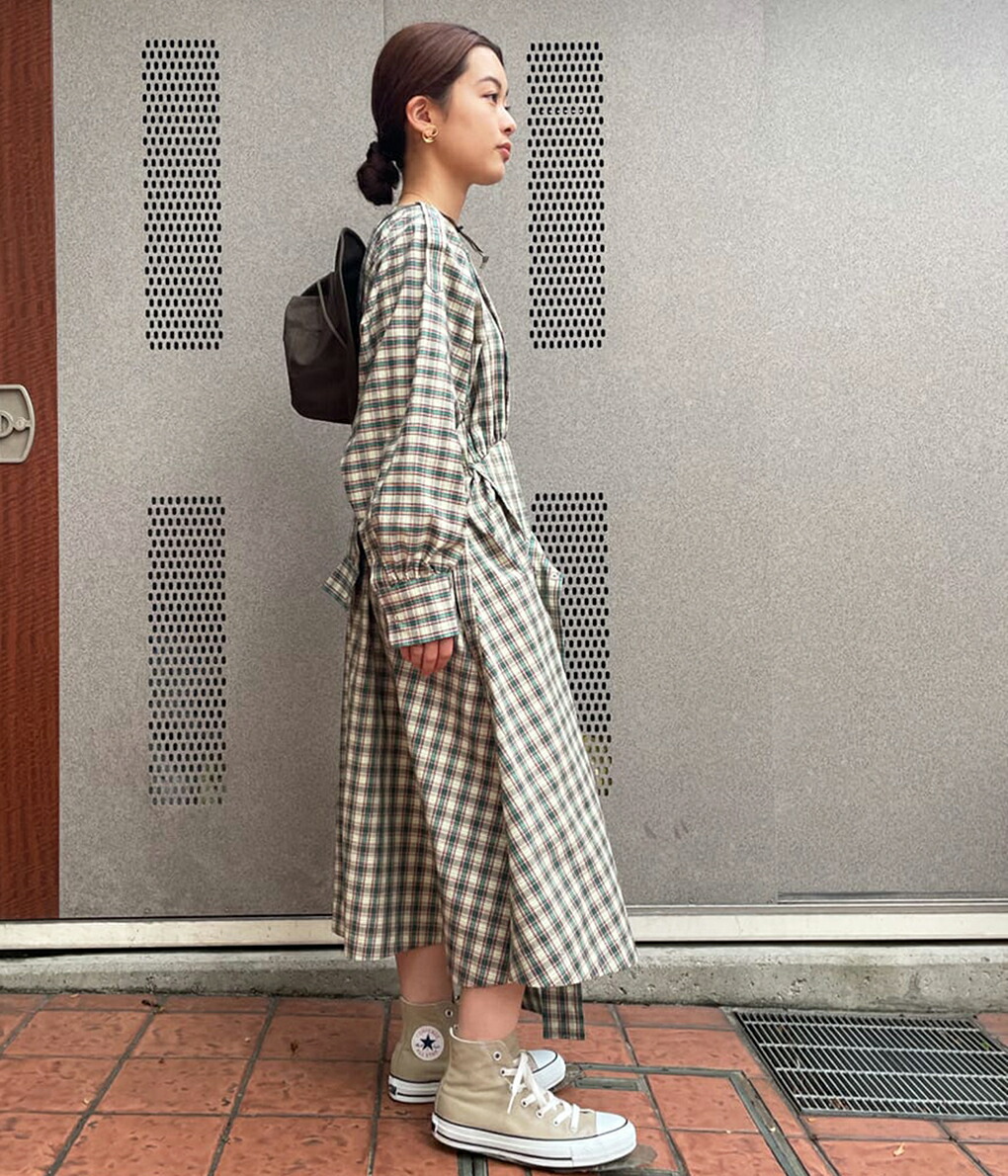 beautiful people / ビューティフルピープル ： 【レディース】double-end tartan ox dolman sleeve  dress ： 1145104001