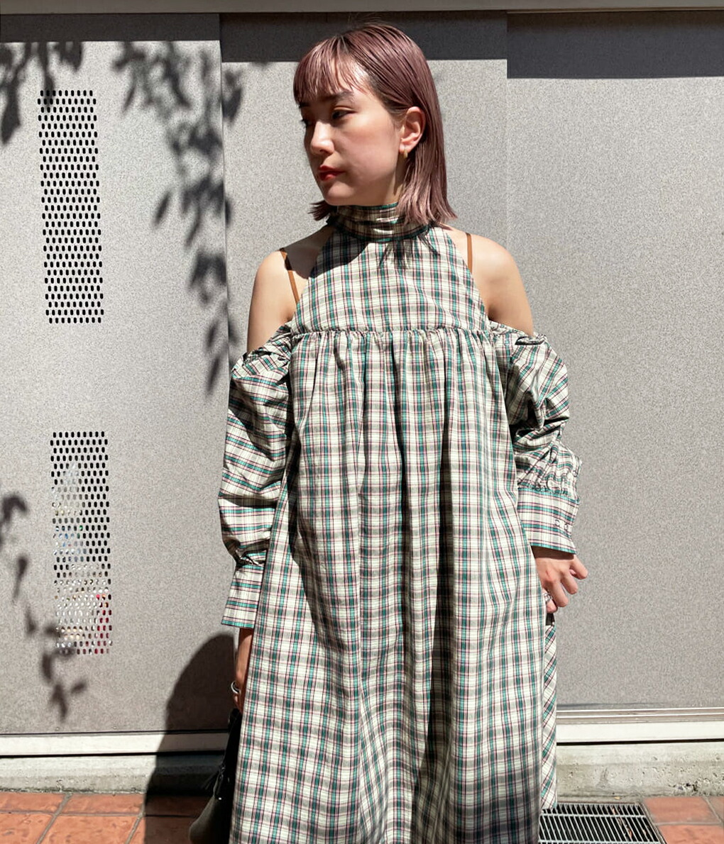 beautiful people / ビューティフルピープル ： 【レディース】double-end tartan ox dolman sleeve  dress ： 1145104001