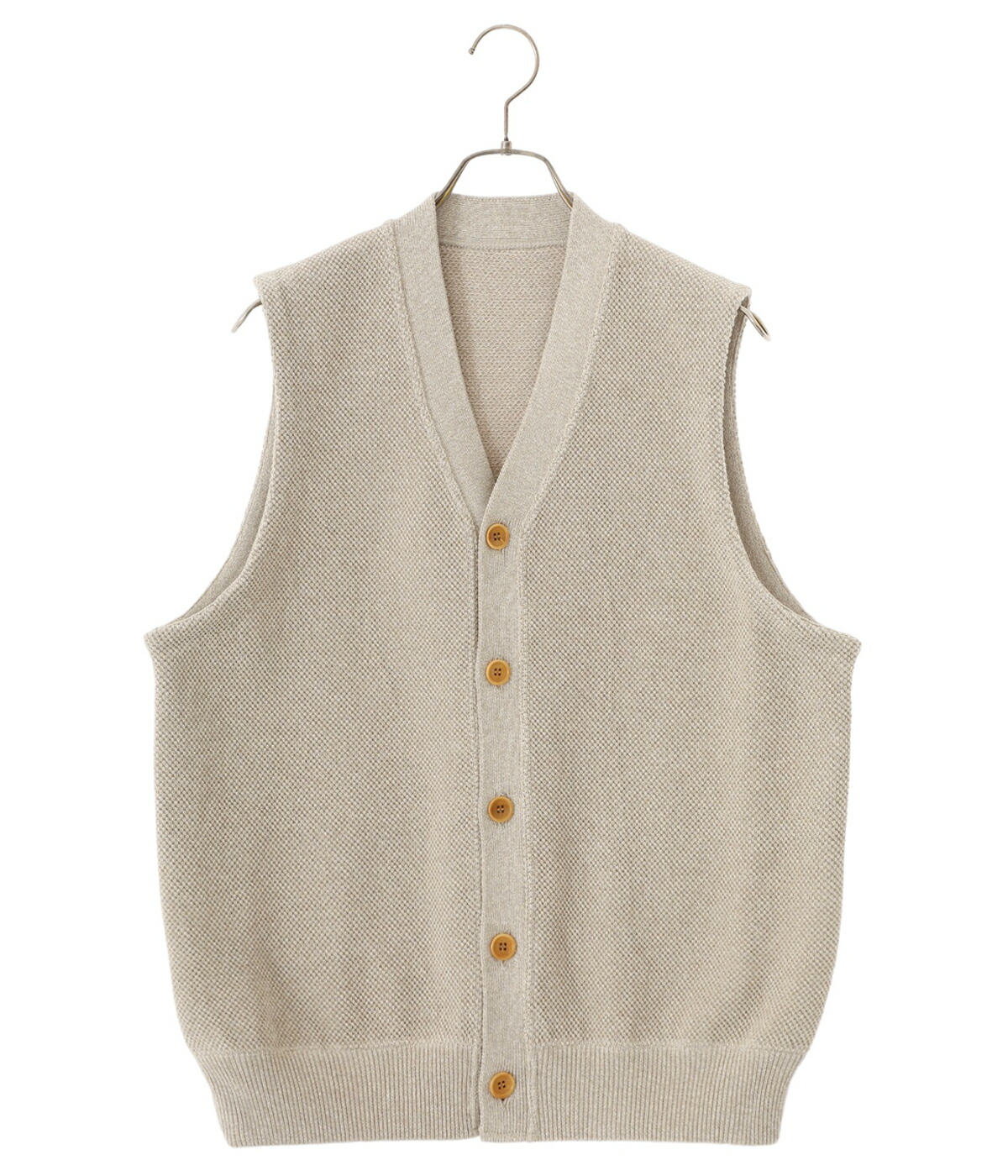 10%OFF】crepuscule / クレプスキュール ： Moss Stitch V/N Vest / 全