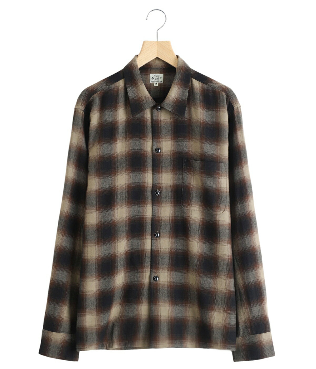 WOOL CHECK SHIRT / 2 洗えるウール　新品　最安値　早い者勝ち GOLD / ゴールド ： Super 120s WOOL CHECK OPEN SHIRT 25B-GL29548