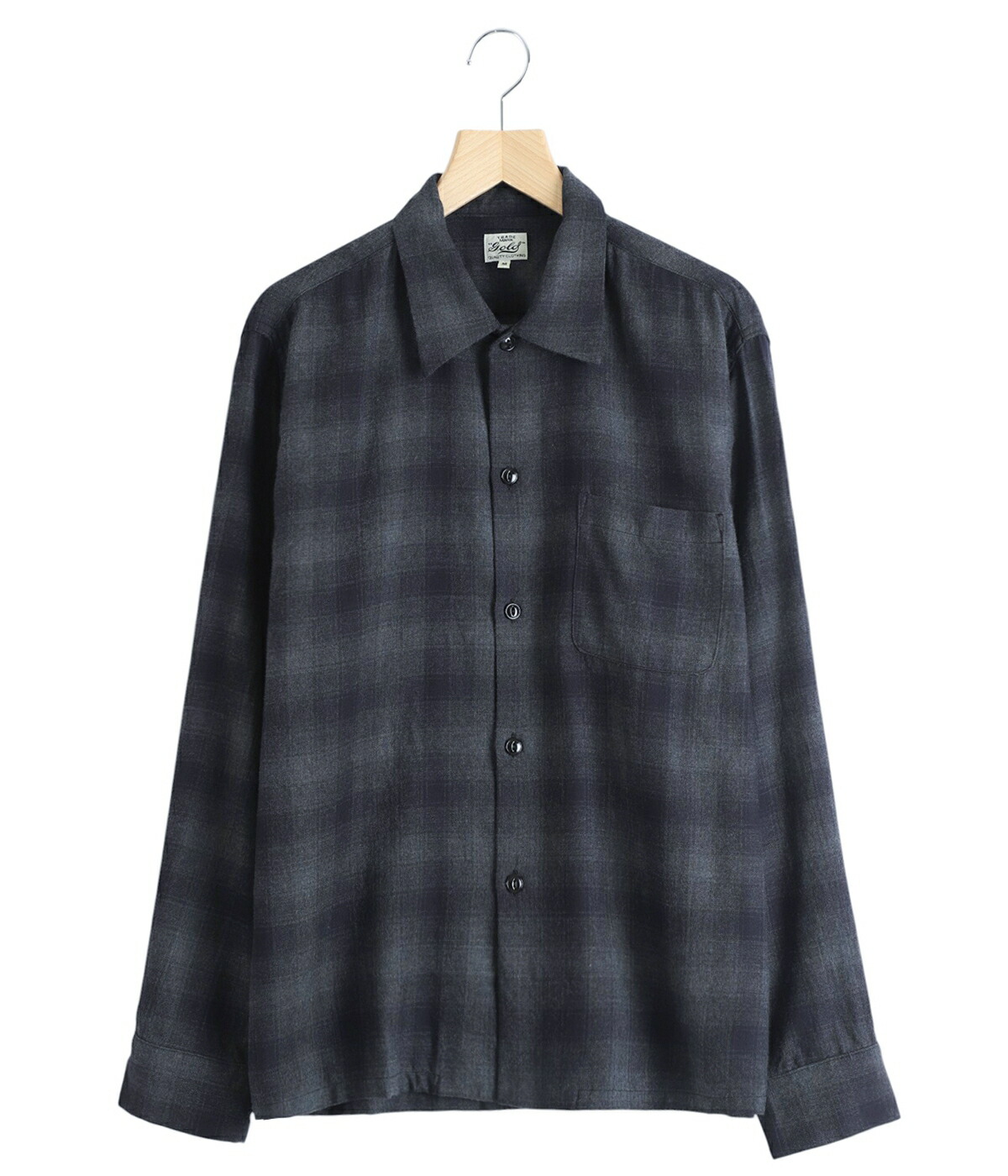 GOLD / ゴールド ： Super 120s WOOL CHECK OPEN SHIRT 25B-GL29548