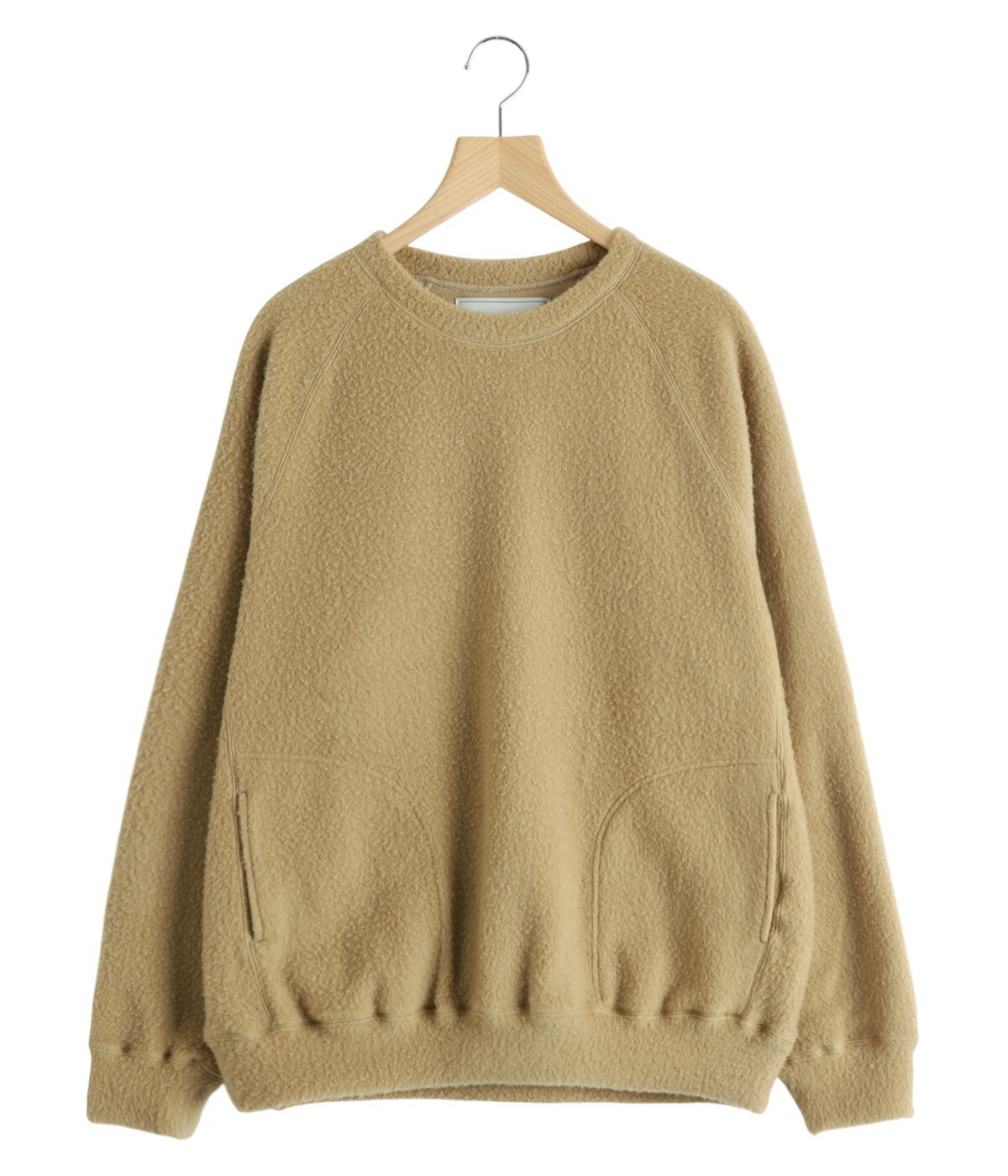 GOLD / ゴールド ： Super 140s WOOL FLEECE RAGLAN CREW NECK SHIRT