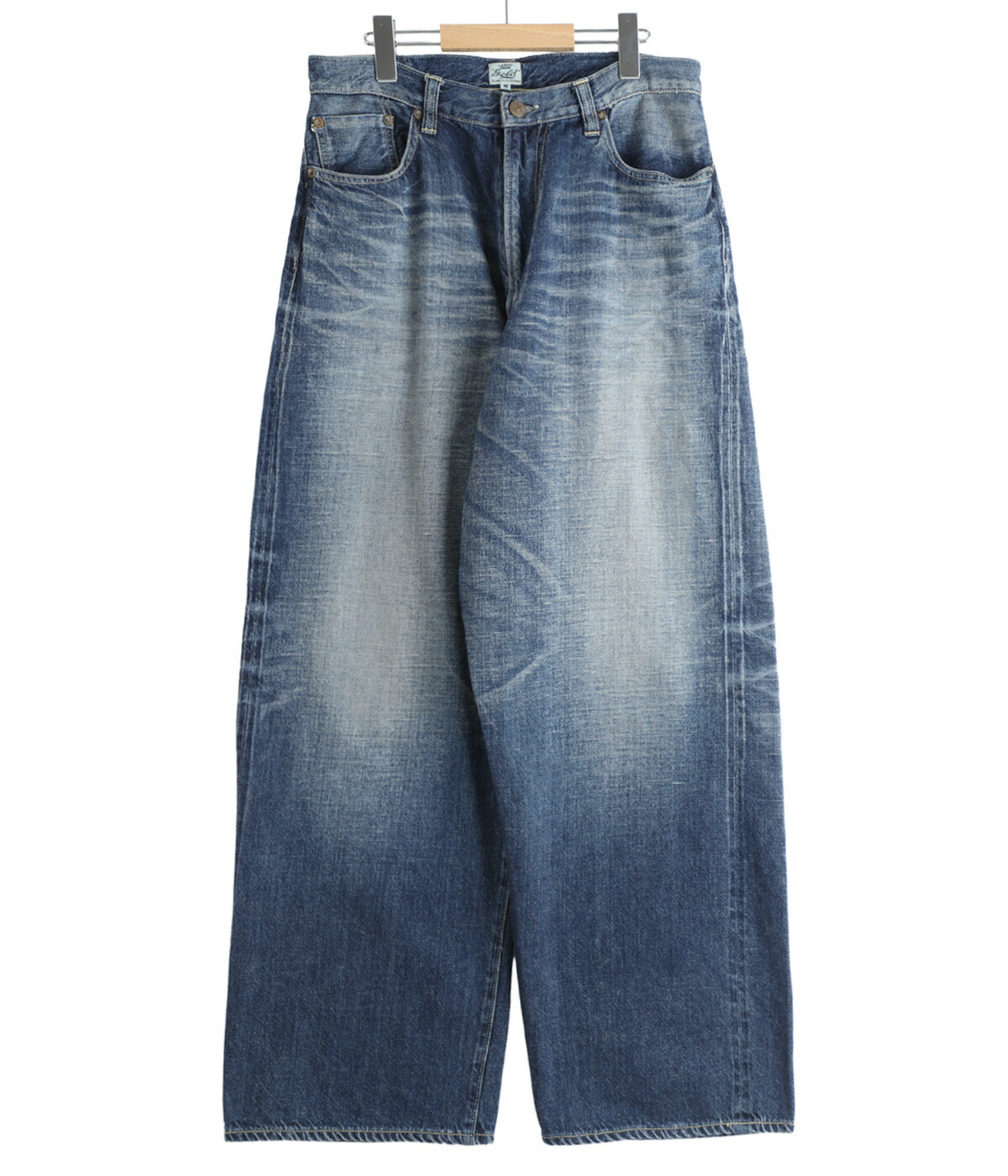 GOLD / ゴールド ： RECYCLED SUVIN COTTON YARN 11.5oz DENIM 5POCKET WIDE PANTS VINTAGE WASHED / 全3色 ： 26A-GL42621Hの画像
