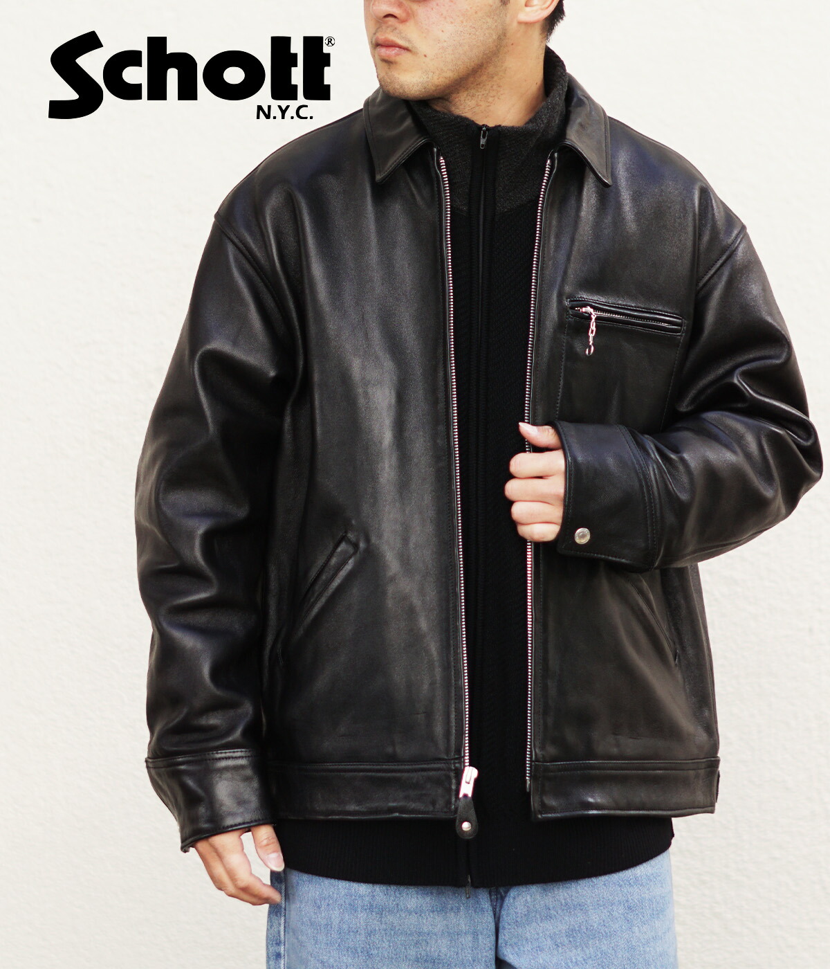 Schott / ショット ： LEATHER TRACKER JACKET ： 3121034