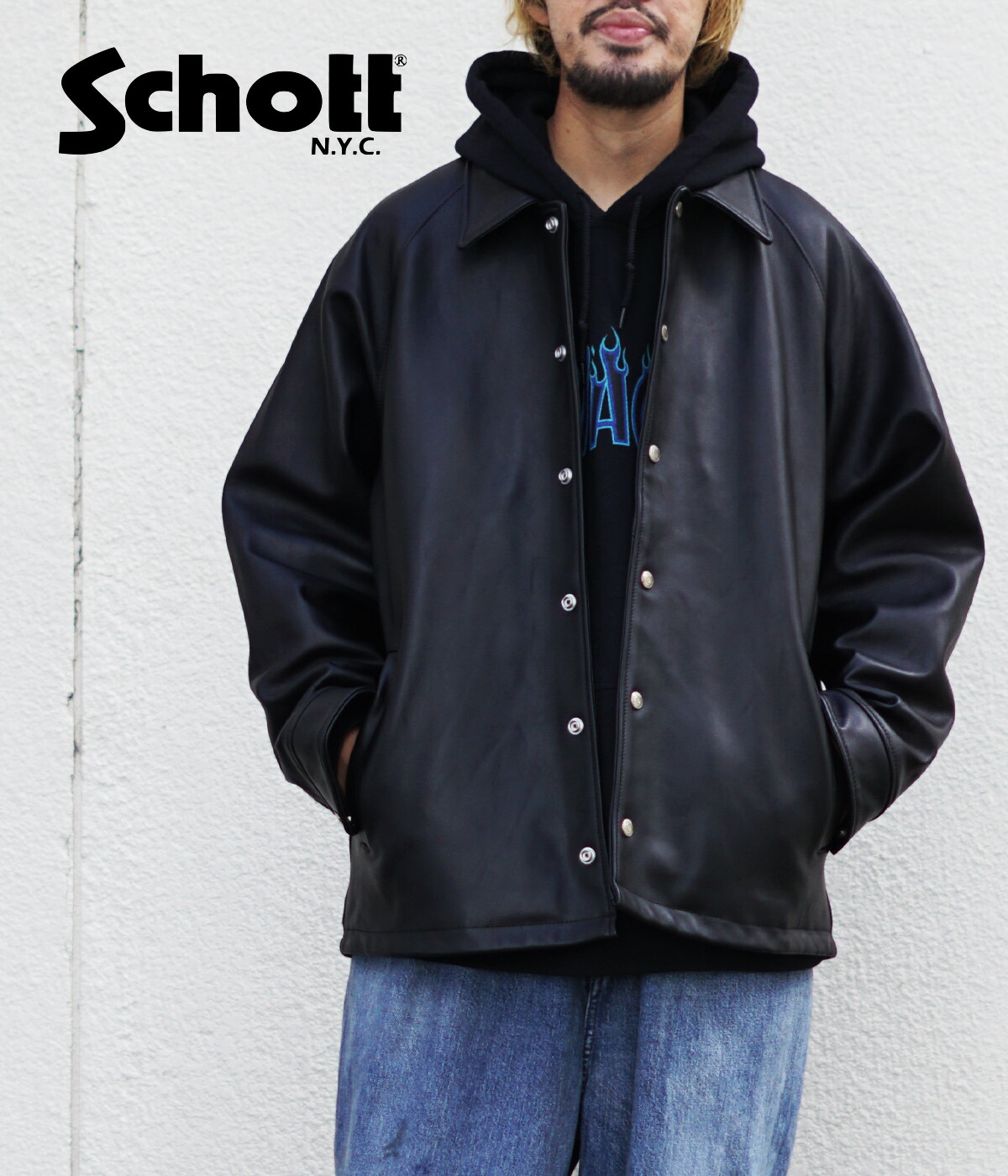 Schott N.Y.C. ジャケット Mサイズ ネイビー ショット NYC MA-1 フライト ジャケット（ネイビー）/Schott NYC
