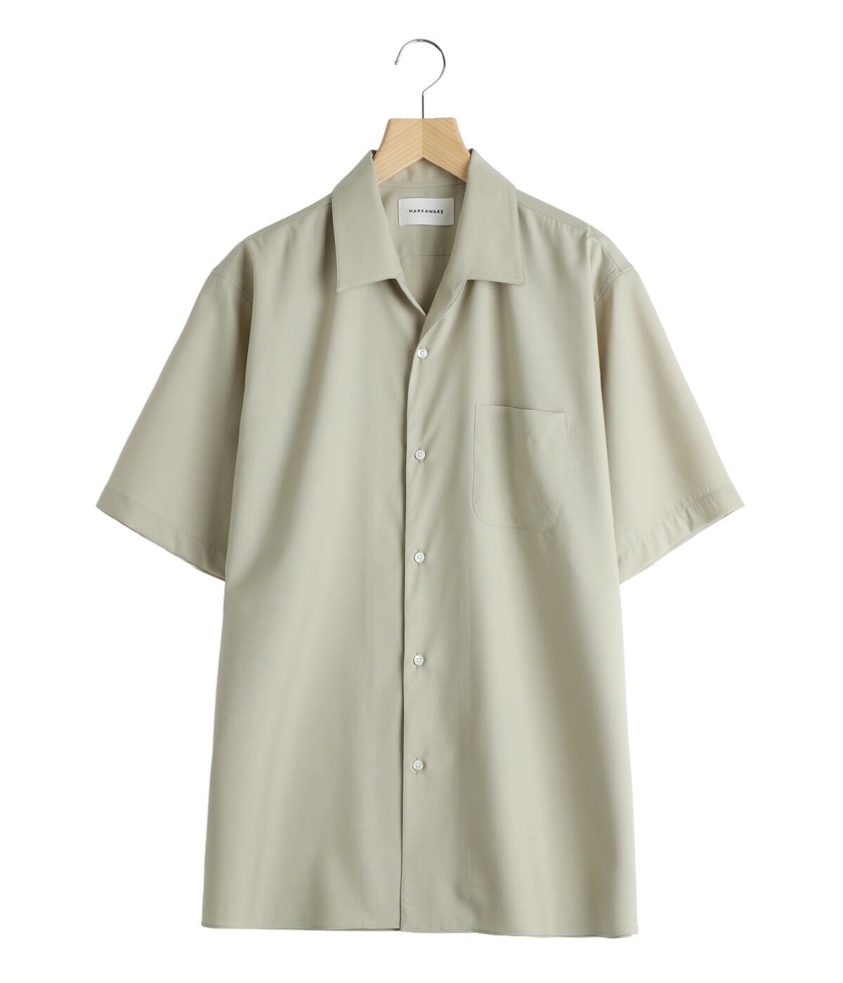 MARKAWARE / マーカウェア ：  ITALIAN OPEN COLLAR S/S SHIRT ORGANIC WOOL 2/80 TROPICAL / 全3色 ： A26B04SH02Bの画像