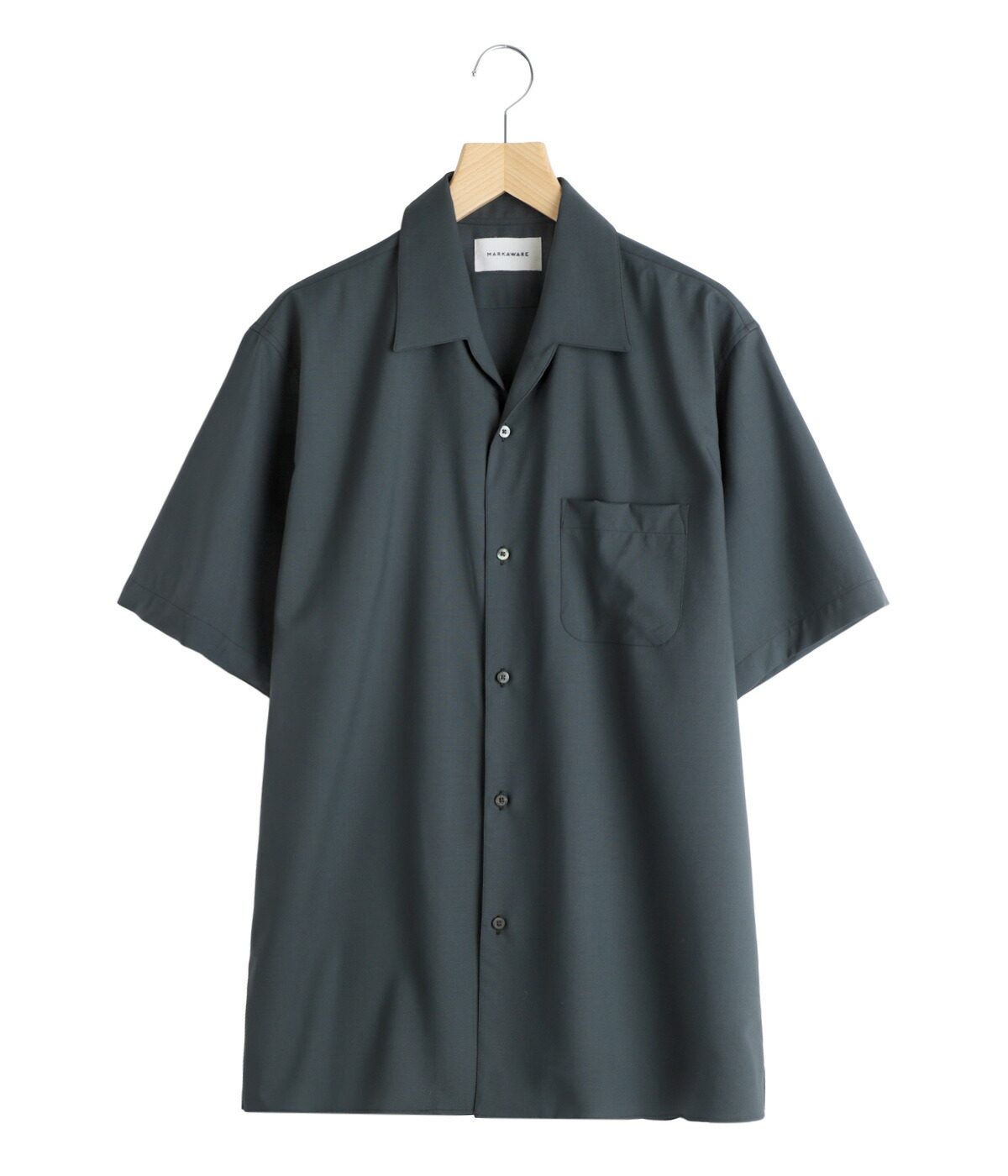 MARKAWARE / マーカウェア ：  ITALIAN OPEN COLLAR S/S SHIRT ORGANIC WOOL 2/80 TROPICAL / 全3色 ： A26B04SH02Bの画像