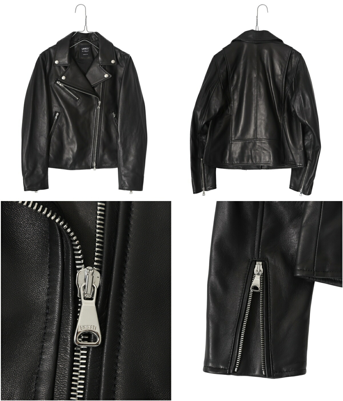 EMMETI⭐︎エンメティ レザー七分丈レディースジャンパー羊革 ラムスキン　38 EMMETI⭐︎エンメティ レザー七分丈レディースジャンパー羊革 ラムスキン38