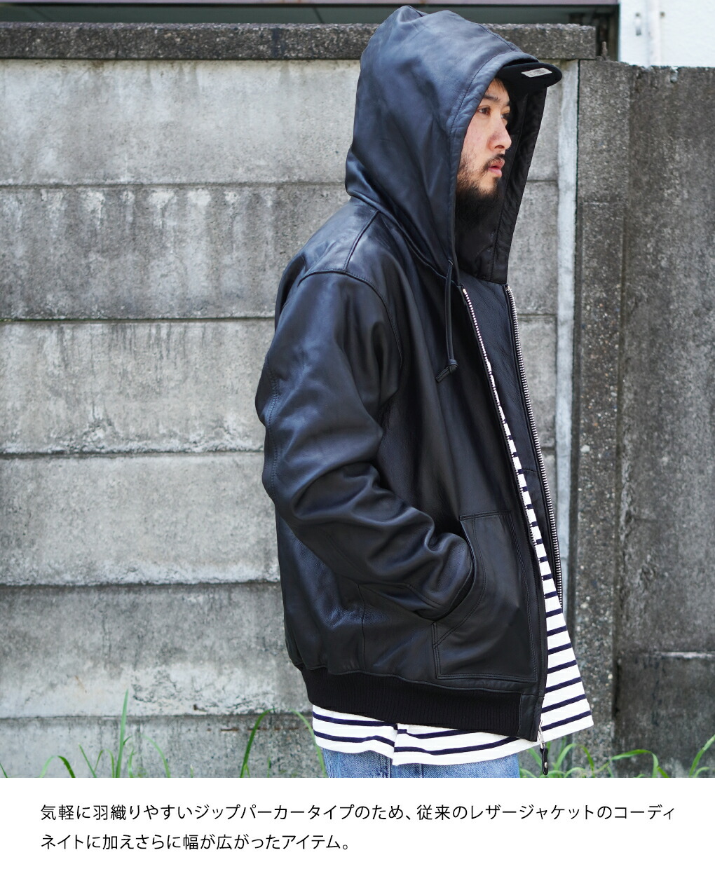 Schott ：LEATHER FULL ZIP PARKA：3111054 supp.in