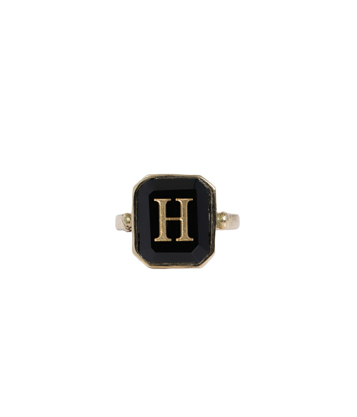 GIGI / ジジ ： [レディース]Initial onyx ring (イニシャル：H) ： H10072_1