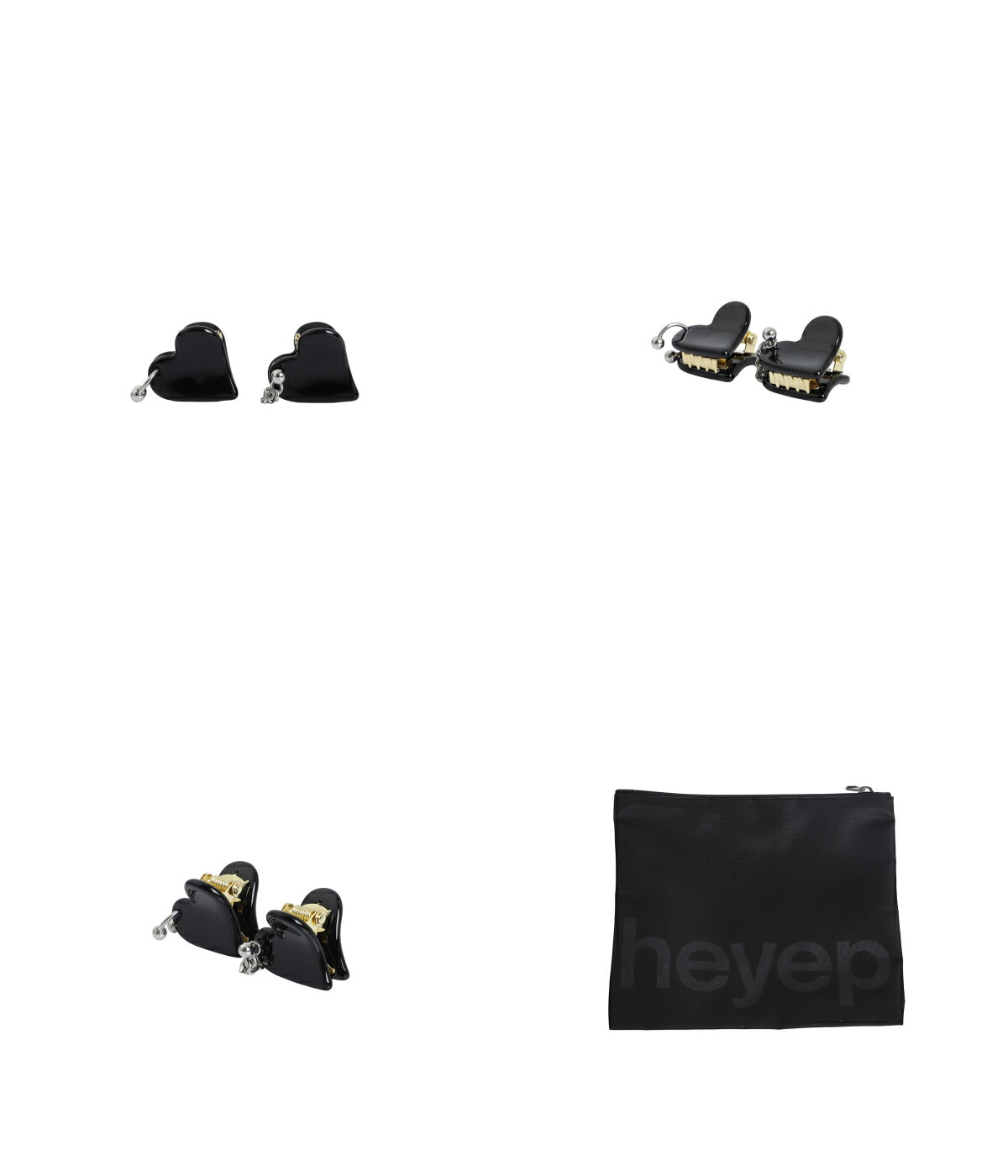 heyep（ヘイップ） ： [レディース]Piercing Heart Hair Clips-2 Piece