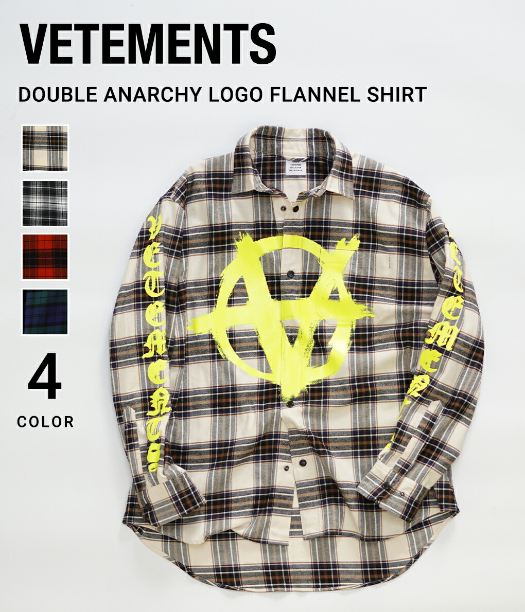 VETEMENTS / ヴェトモン ： DOUBLE ANARCHY LOGO FLANNEL SHIRT / 全4