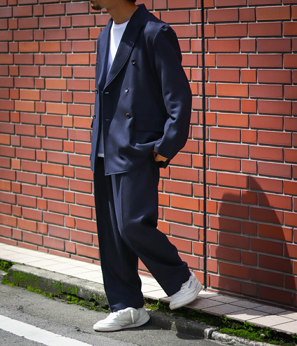 marka / マーカ ： OFFICER PANTS 2TUCK WIDE - 2/48 wool soft serge