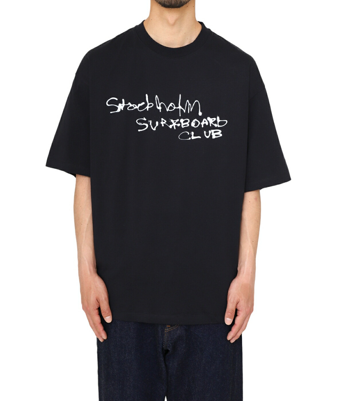 超特価通販Stockholm Surfboard Club ロゴ BLK Tシャツ XXL Tシャツ/カットソー(半袖/袖なし)