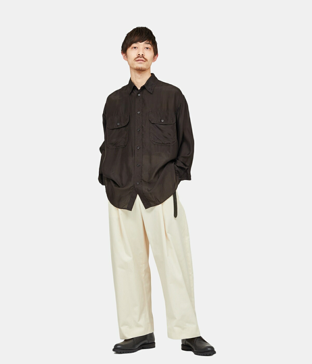 marka / マーカ ： SILK POCKET SHIRT - habutae silk - ： M23A