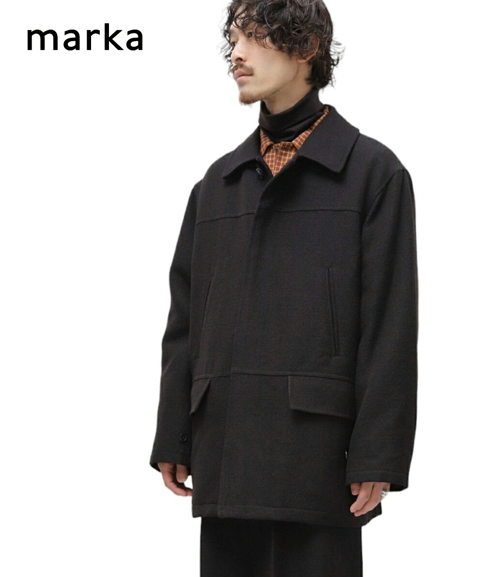marka / マーカ ： TWEED PUFFED CAR COAT - herringbone dry tweed