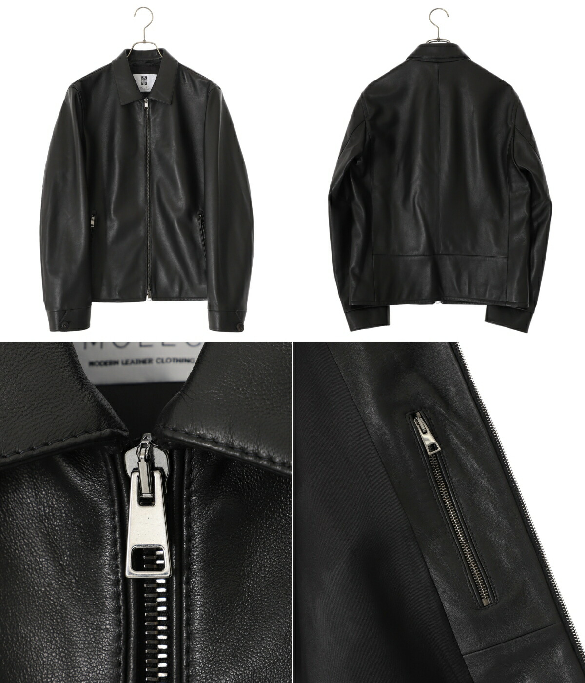 トゥモローランド　シングルライダース　ラムレザー　切替　ブラック　内側穴有 別注】DENIM×TOMORROWLAND ラムレザー