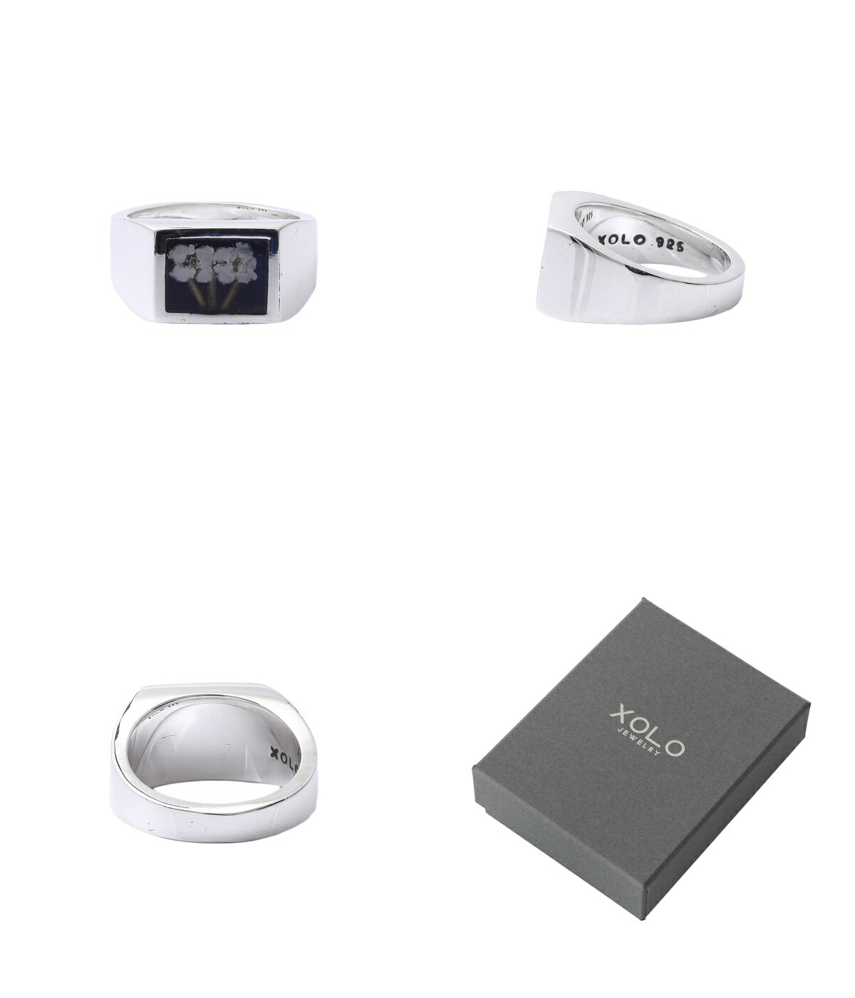 XOLO JEWELRY / ショロ ジュエリー ： Signet Ring with Flower / Blue 