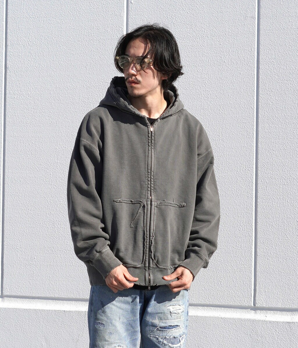 東洋エンタープライズ GOLD / ゴールド ： LOOPWHEEL SWEAT FULL ZIP PARKA DAMAGE AGED ：  24A-GL69307