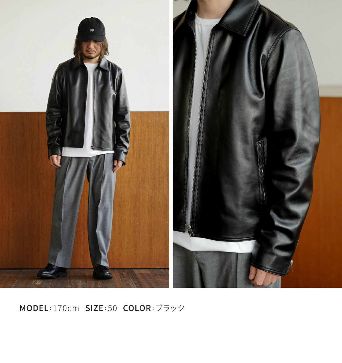 のりよしCALIBRO12 レザージャケット CALIBRO12 / カリブロ12 ： single zip jacket A2 type NAPPA DE