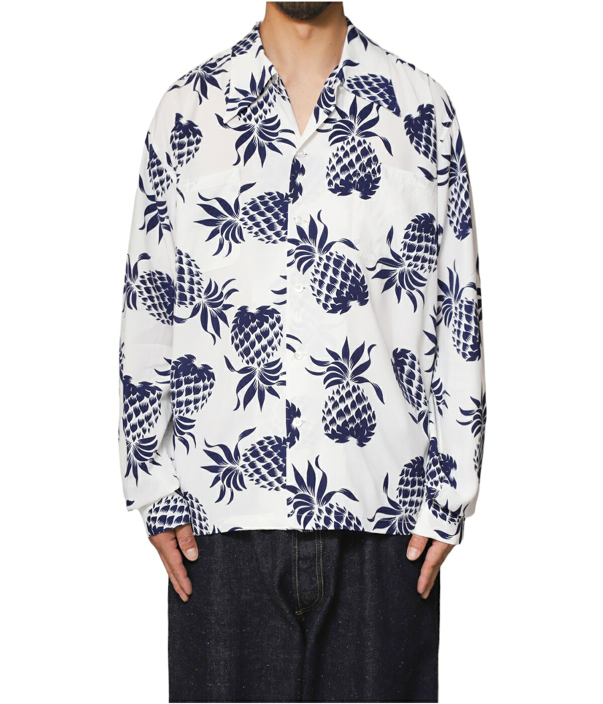 【美品】DUKE KAHANAMOKU デュークカハナモク パイナップル L表記 DUKE KAHANAMOKU DUKE KAHANAMOKU / デューク カハナモク ： L/S RAYON