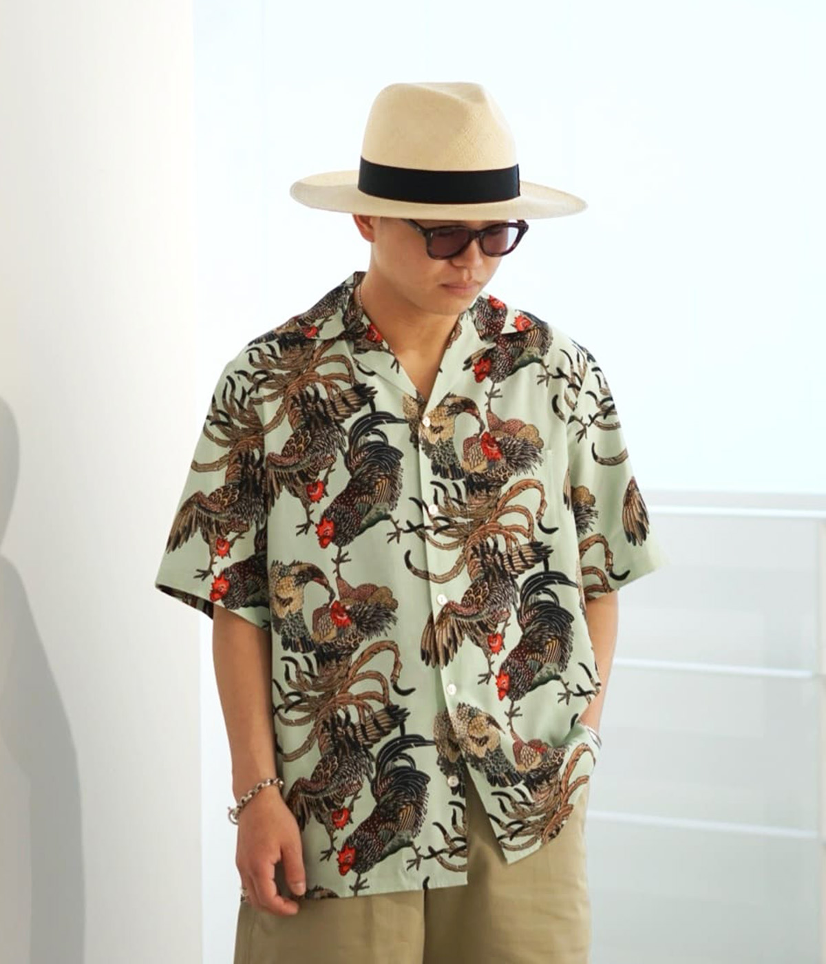 NIPOALOHA / ニポアロハ ： RAYON SHORT SLEEVE ALOHA SHIRT(伊藤若冲 群鶏) ： N24-RSH01 :  n24-rsh01 : ARKnets - 通販 - Yahoo!ショッピング