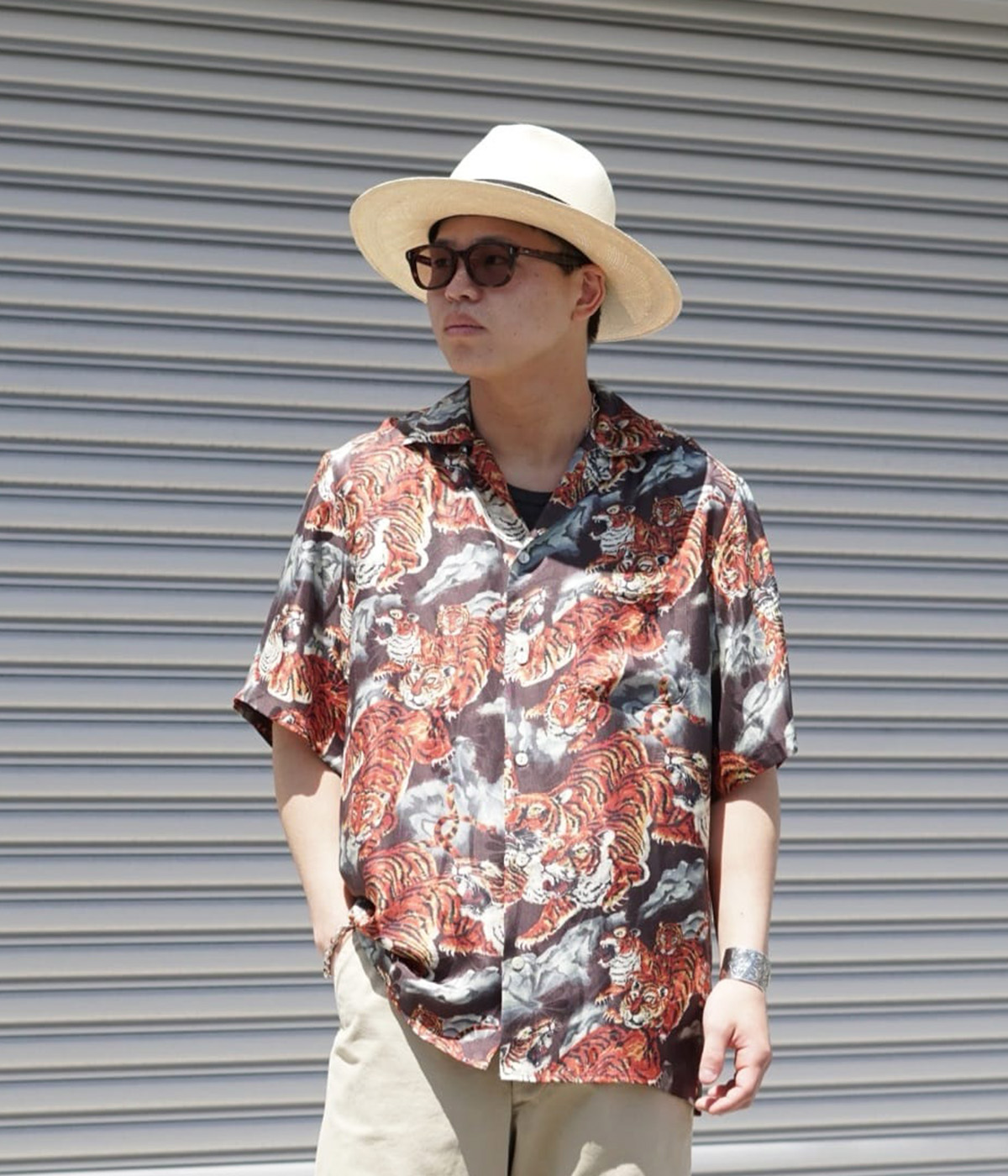 NIPOALOHA ニポアロハ 百美人 シルク 半袖アロハシャツ NIPOALOHA / ニポアロハ ： SILK SHORT SLEEVE ALOHA SHIRT(百虎