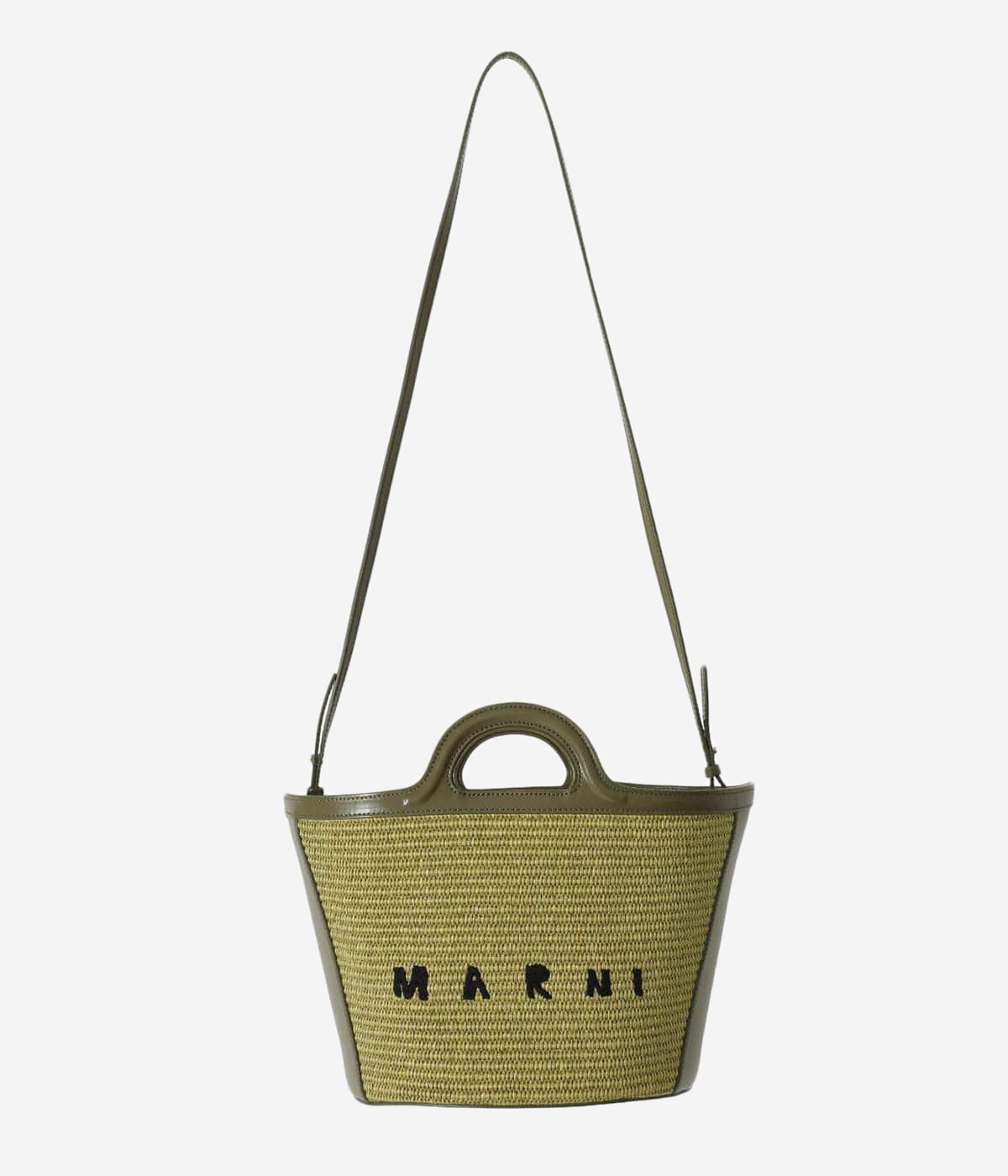 ハンドバッグ MARNI 'Tropicalia' small handbag Tropicalia Small Bag in black leather and raffia-effect