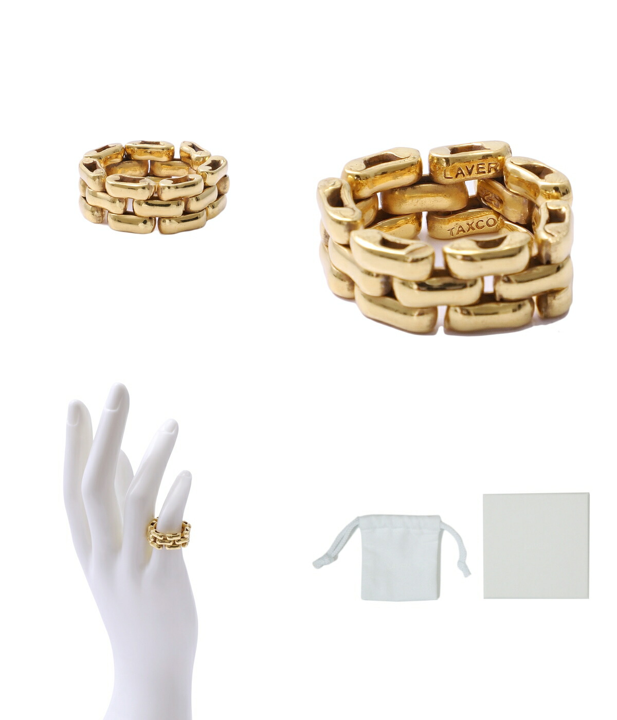LAVER（ラバー） ： 3 LINK RING - GOLD - ： LAVER-NO-17-GOLD
