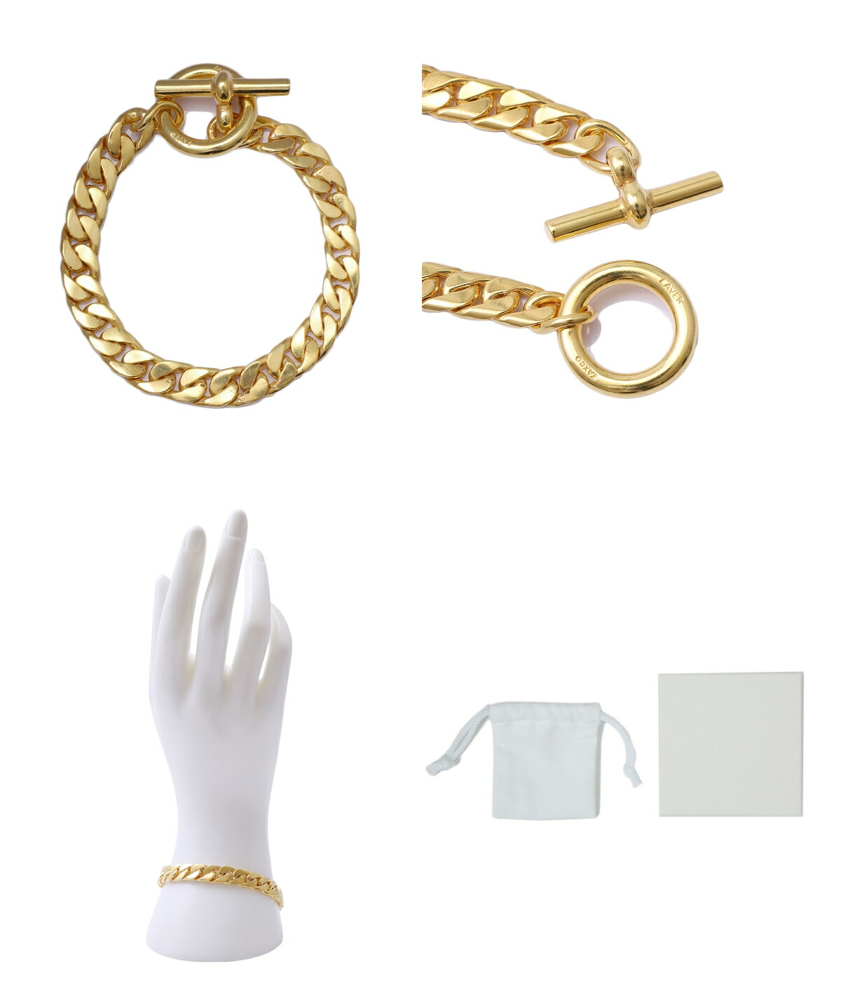 LAVER（ラバー） ： 9MM CURB CHAIN T BAR BRACELET - GOLD - ： LAVER