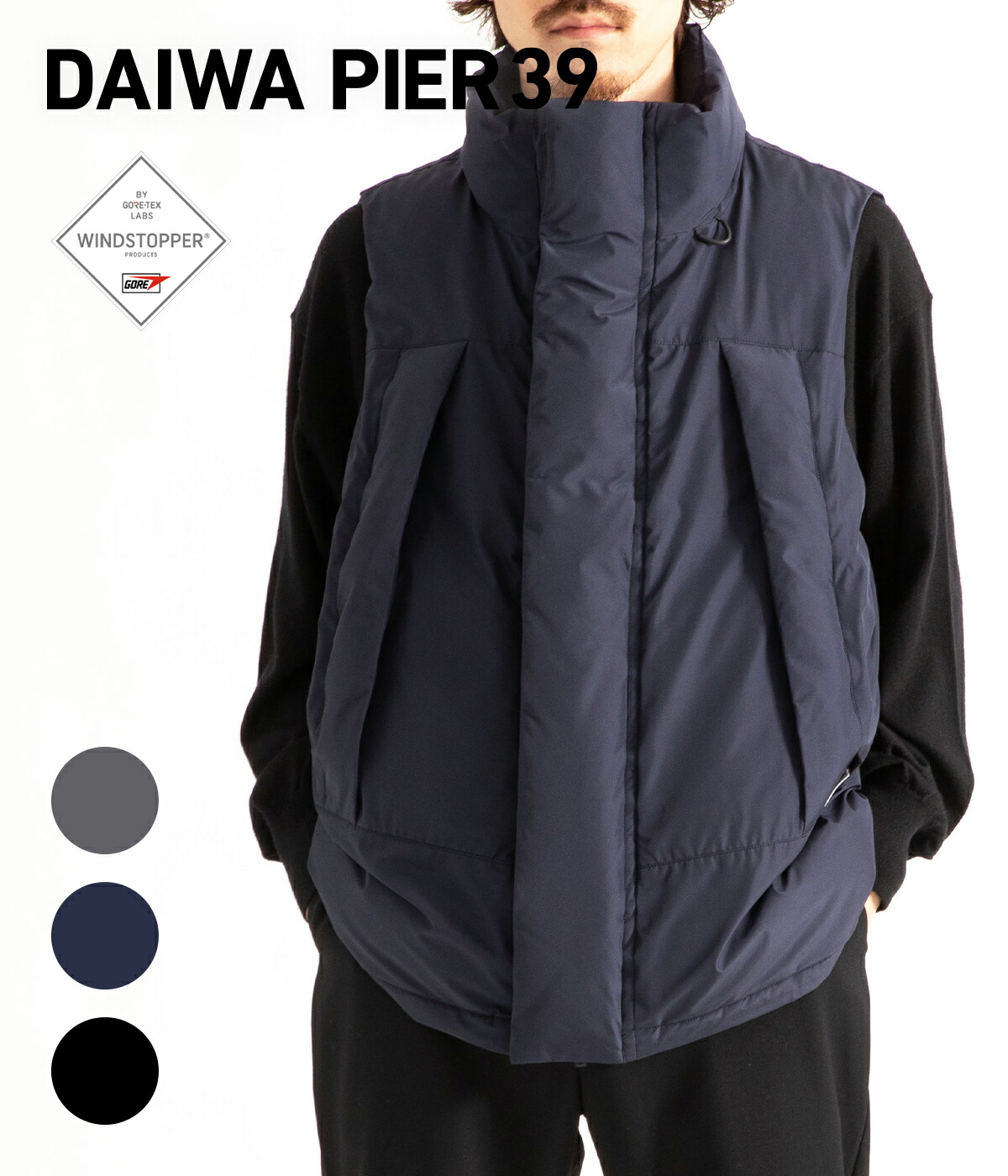 【P10倍】DAIWA PIER39 / ダイワ ピアサーティナイン ： GORE-TEX WINDSTOPPER FIELD DOWN VEST /  全3色 ： BW-18023W